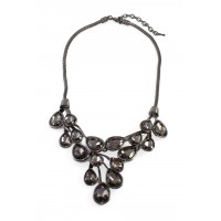 Smokey Grey Dew Drop Bib Necklace 